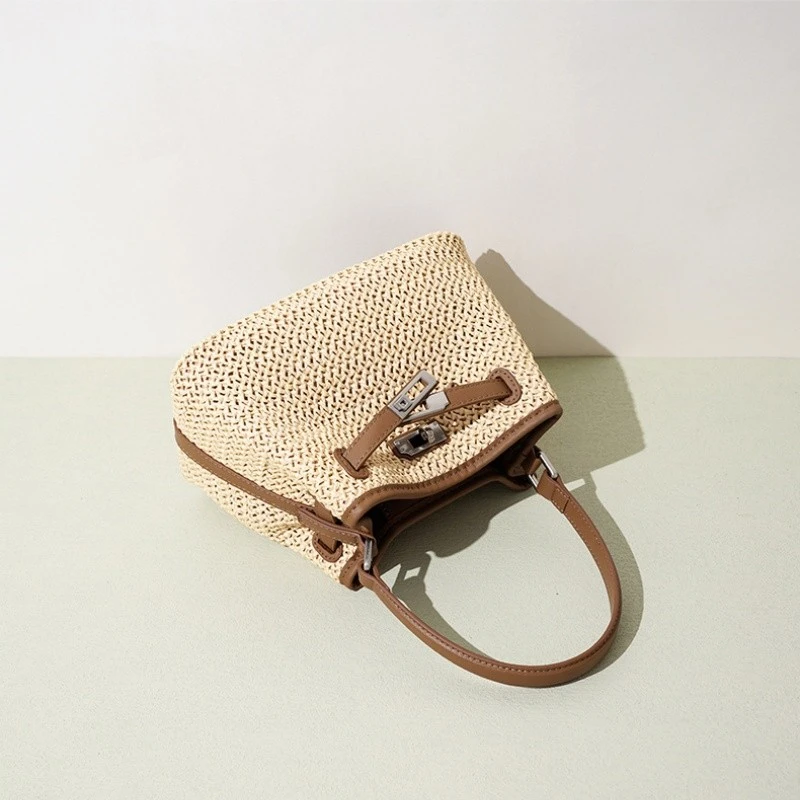 Bucket Straw Bag With Handle high quality